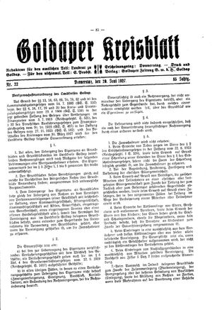 Goldaper Kreisblatt vom 30.06.1927