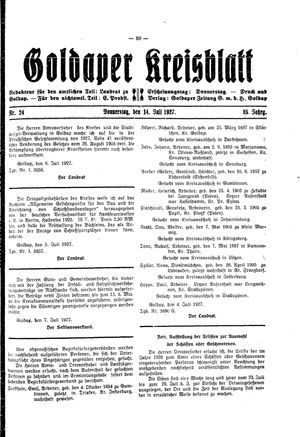Goldaper Kreisblatt vom 14.07.1927