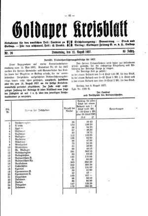 Goldaper Kreisblatt vom 11.08.1927