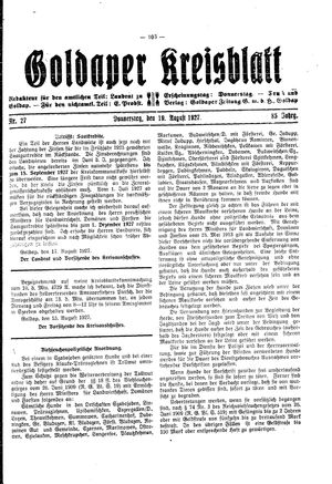 Goldaper Kreisblatt on Aug 19, 1927