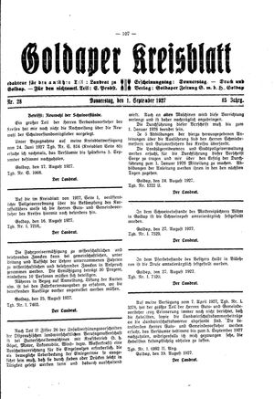 Goldaper Kreisblatt vom 01.09.1927