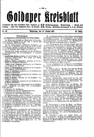 Goldaper Kreisblatt vom 13.10.1927