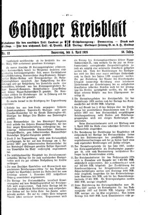 Goldaper Kreisblatt on Apr 5, 1928