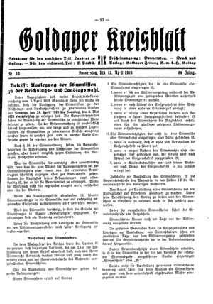 Goldaper Kreisblatt vom 12.04.1928
