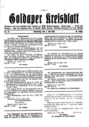 Goldaper Kreisblatt vom 05.07.1928