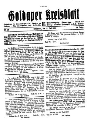 Goldaper Kreisblatt on Jul 12, 1928