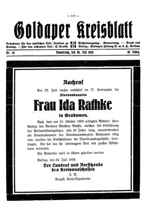 Goldaper Kreisblatt vom 26.07.1928