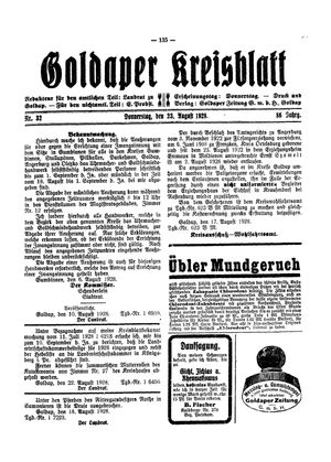 Goldaper Kreisblatt vom 23.08.1928