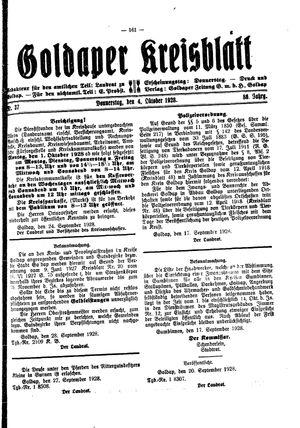 Goldaper Kreisblatt vom 04.10.1928