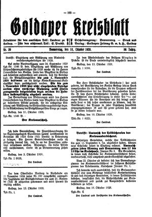 Goldaper Kreisblatt vom 18.10.1928