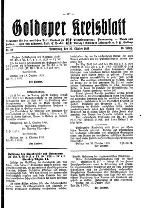 Goldaper Kreisblatt on Oct 25, 1928