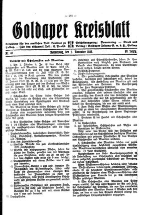 Goldaper Kreisblatt vom 01.11.1928