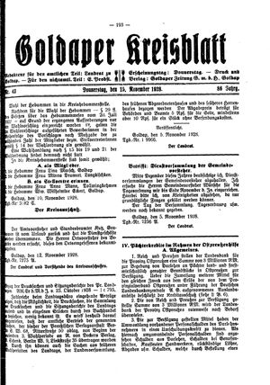 Goldaper Kreisblatt vom 15.11.1928