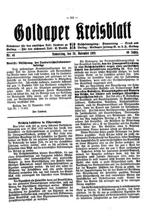Goldaper Kreisblatt vom 29.11.1928