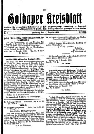 Goldaper Kreisblatt vom 13.12.1928