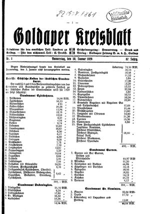 Goldaper Kreisblatt vom 10.01.1929