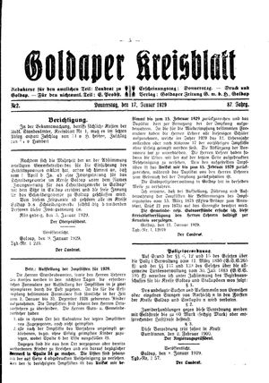 Goldaper Kreisblatt vom 17.01.1929