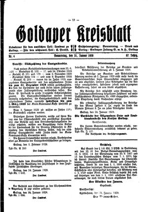 Goldaper Kreisblatt vom 31.01.1929