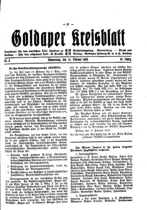 Goldaper Kreisblatt vom 14.02.1929