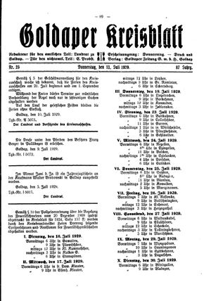 Goldaper Kreisblatt vom 11.07.1929