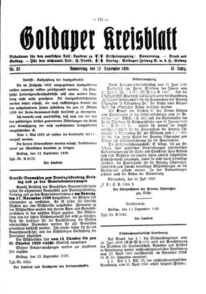 Goldaper Kreisblatt vom 12.09.1929