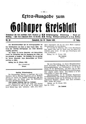 Goldaper Kreisblatt on Oct 26, 1929