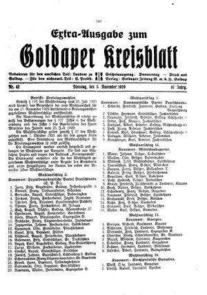 Goldaper Kreisblatt on Nov 5, 1929