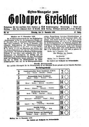Goldaper Kreisblatt on Nov 12, 1929