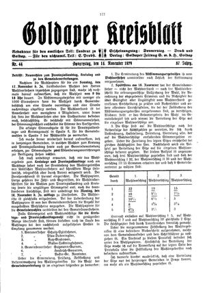 Goldaper Kreisblatt vom 14.11.1929