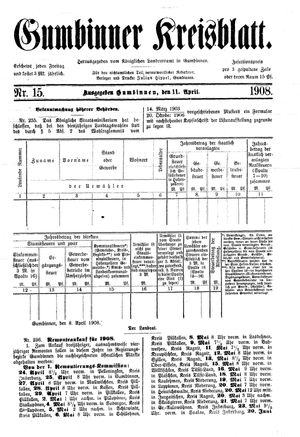 Gumbinner Kreisblatt vom 11.04.1908