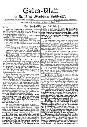 Gumbinner Kreisblatt on Apr 30, 1908
