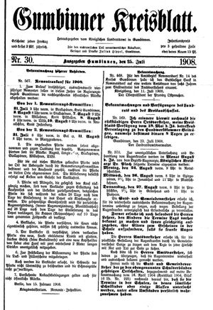 Gumbinner Kreisblatt vom 25.07.1908