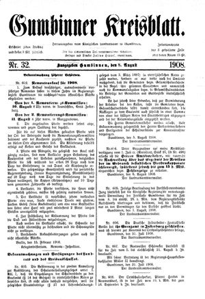 Gumbinner Kreisblatt vom 08.08.1908