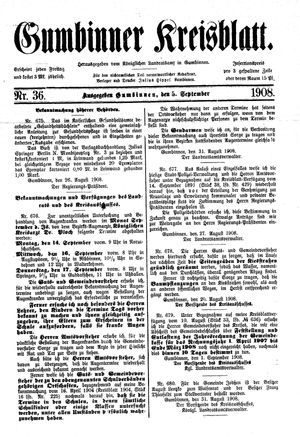 Gumbinner Kreisblatt vom 05.09.1908