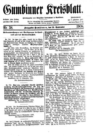 Gumbinner Kreisblatt vom 19.09.1908