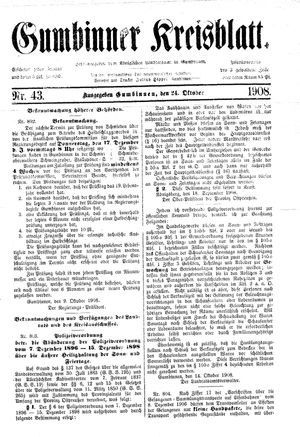 Gumbinner Kreisblatt on Oct 24, 1908