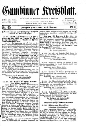 Gumbinner Kreisblatt vom 07.11.1908