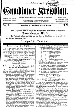 Gumbinner Kreisblatt on Jan 2, 1909