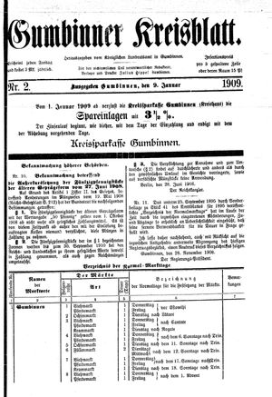 Gumbinner Kreisblatt vom 09.01.1909