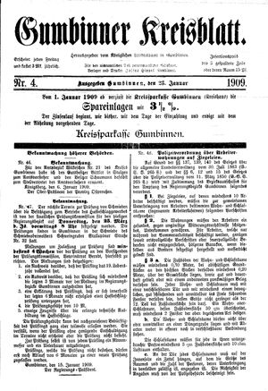 Gumbinner Kreisblatt vom 23.01.1909