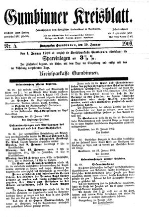 Gumbinner Kreisblatt vom 30.01.1909