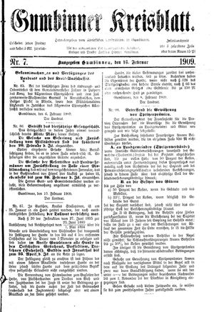 Gumbinner Kreisblatt vom 13.02.1909