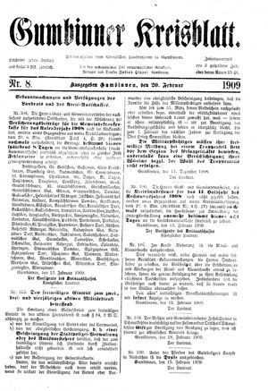 Gumbinner Kreisblatt vom 20.02.1909