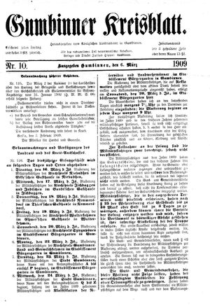Gumbinner Kreisblatt on Mar 6, 1909