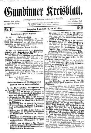 Gumbinner Kreisblatt vom 13.03.1909