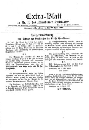 Gumbinner Kreisblatt vom 22.04.1909