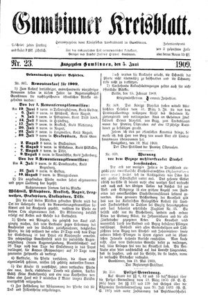 Gumbinner Kreisblatt vom 05.06.1909