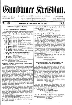 Gumbinner Kreisblatt vom 10.07.1909
