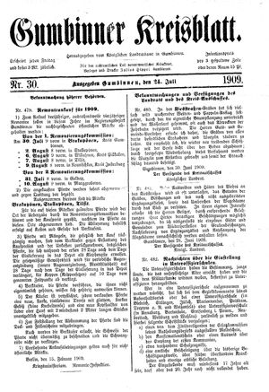 Gumbinner Kreisblatt vom 24.07.1909