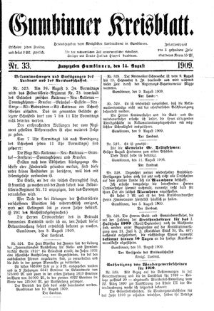 Gumbinner Kreisblatt vom 14.08.1909
